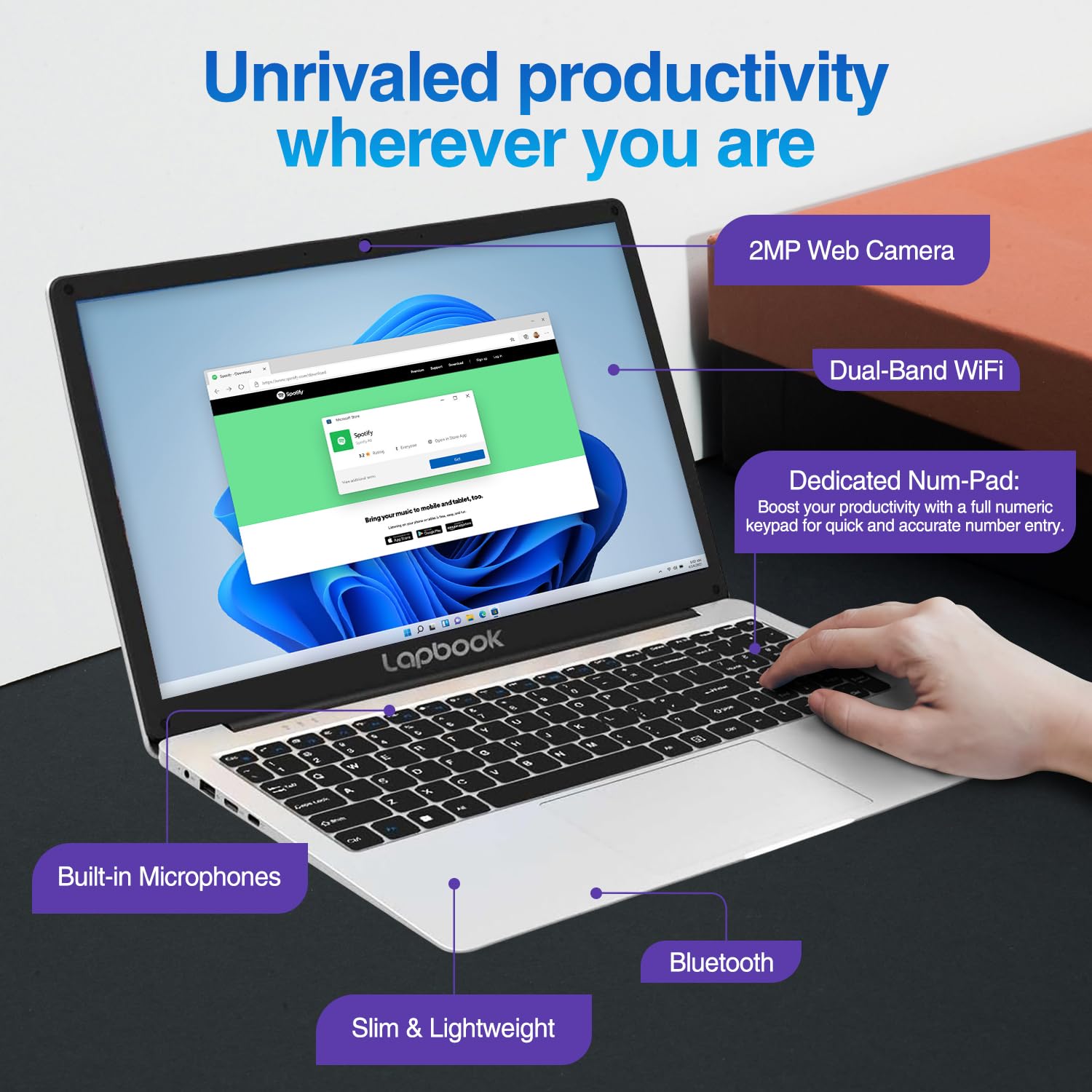 15.6" Full HD Laptop - 16GB RAM 512GB M.2 SSD, Windows 11 Home, Dual-Band WiFi, Integrated Webcam - S15 N6 Quad-Core, 15 Inch Lightweight Laptop — view 6