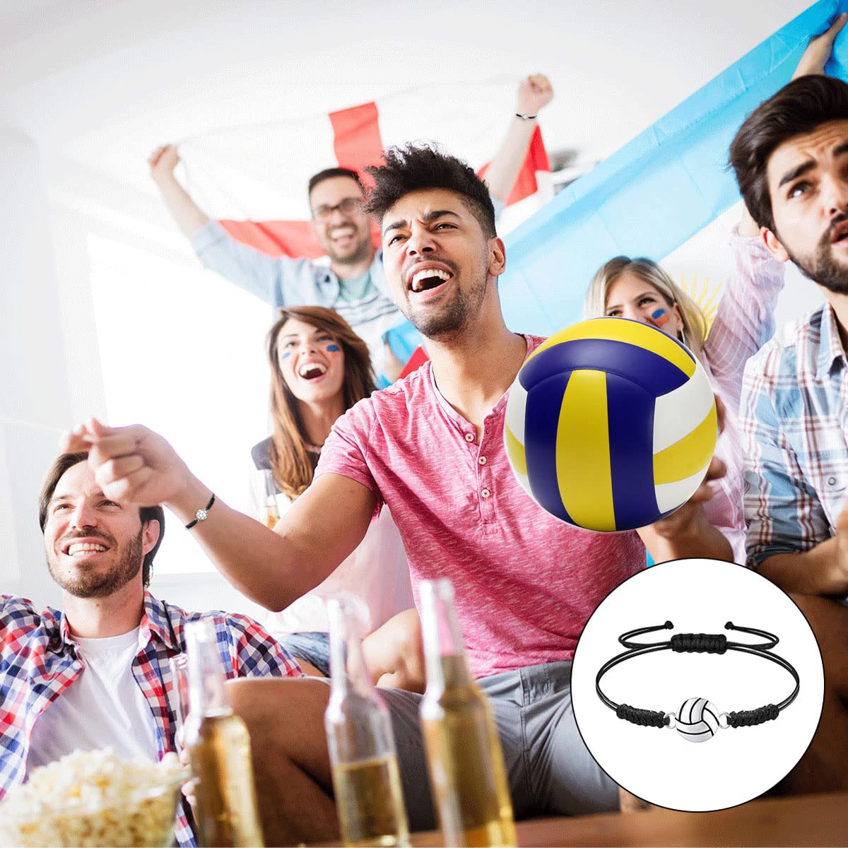 20 pc braccialetto pallavolo sportivo regolabile galletto con corda intrecciata bracciale