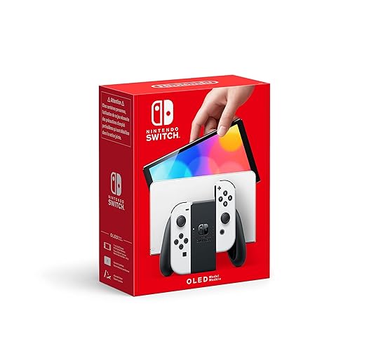 Nintendo Switch Console OLED Model with White Joy-Con, 7 inch 1280 x 720 OLED Touchscreen Display, Built-in Speaker, WiFi, Bluetooth 4.1 (Renewed)