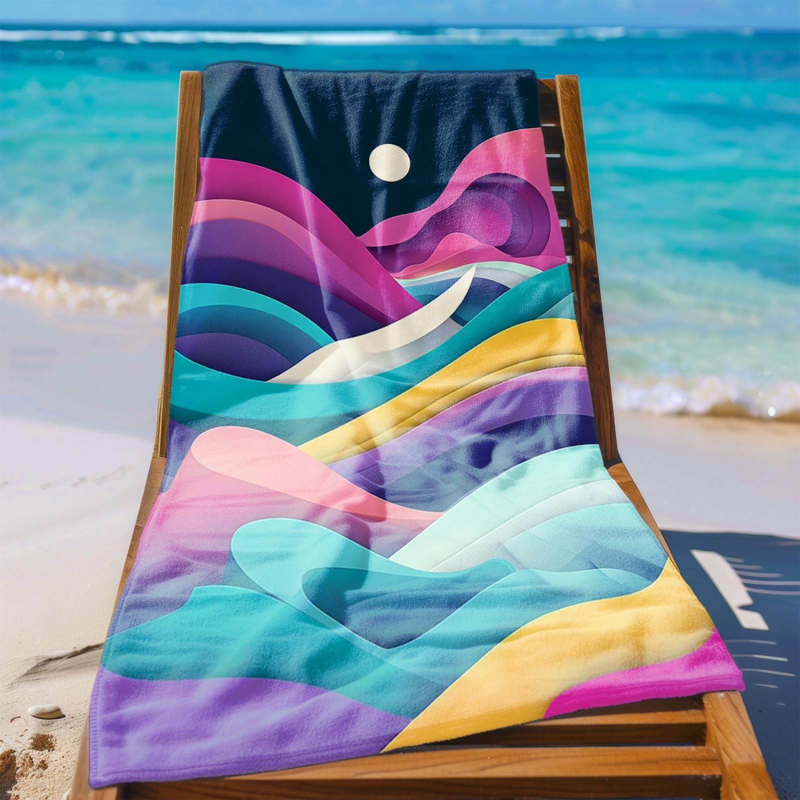 Telo Mare Microfibra 210x230 Verde Rosso Astratto Telo Spiaggia Grande Antisabbia,XXL Asciugamano Mare, Asciugatura Rapida, Stuoia Spiaggia Leggero E Portatile