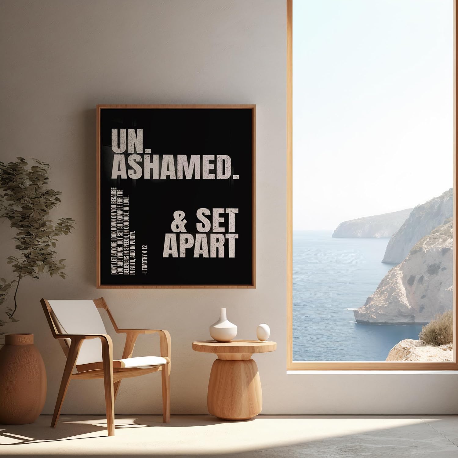 NATVVA Ashamed & Set Apart Wall Art Poster Bible Verse Prints Canvas Painting For Teen Boy Room Christian Home Bedroom Teen Room Decor Unframed