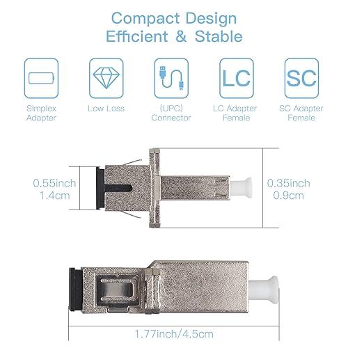 Miniatura 2 de Moocci Adaptador LC a SC (hembra a hembra) Conector de fibra óptica monomodo UPC Simplex Extensor de fibra óptica 1PC acopladores/brida