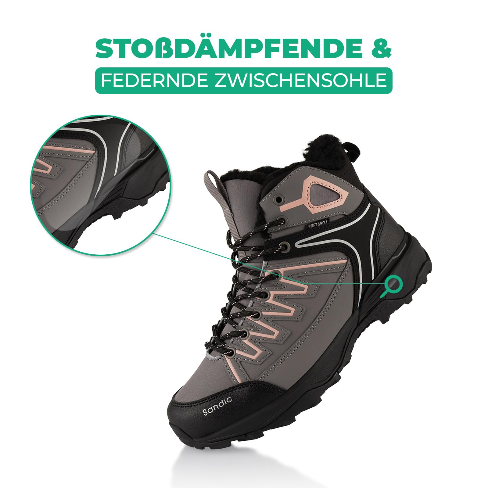 Fusskleidung® Damen Herren Winterstiefel Gefütterte Softshell Wanderschuhe