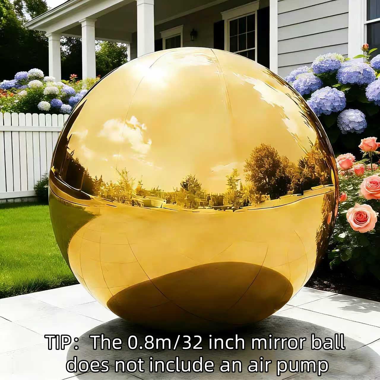Inflatable Mirror Ball Shiny Balls Large Hanging & Standing PVC Disco Bubble Balloon For Christmas, Birthday, Party, Wedding, Decoration, Other Events (Gold, 1 Pcs 32in Without Pump)
