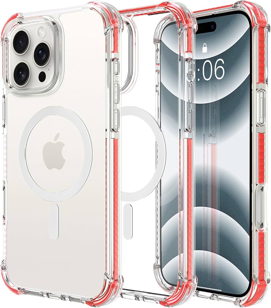 Amazon.com: OOK Case for iPhone 16 Pro Max, Magnetic Red Clear