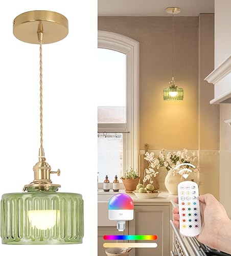 Miniatura 46 de Lámpara Colgante Enchufable Accesorio de Luz Colgante con Cable Interruptor de Encendido/Apagado Lámpara Colgante de Latón con Pantalla de Vidrio a