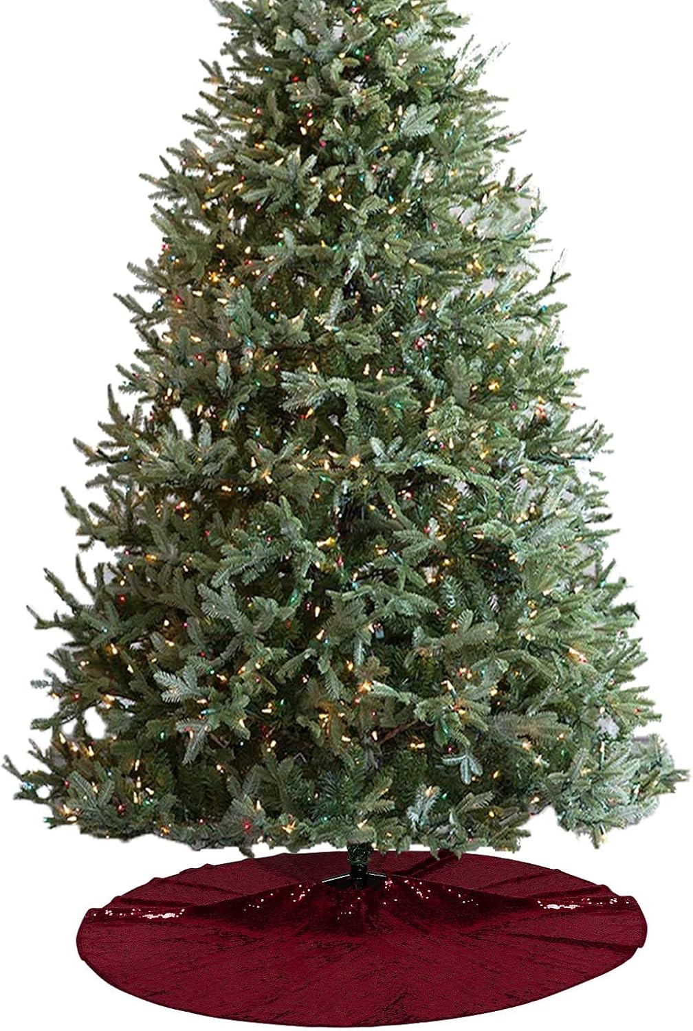 ShinyBeauty Christmas Tree Skirt 24Inch Wine Sequin Tree