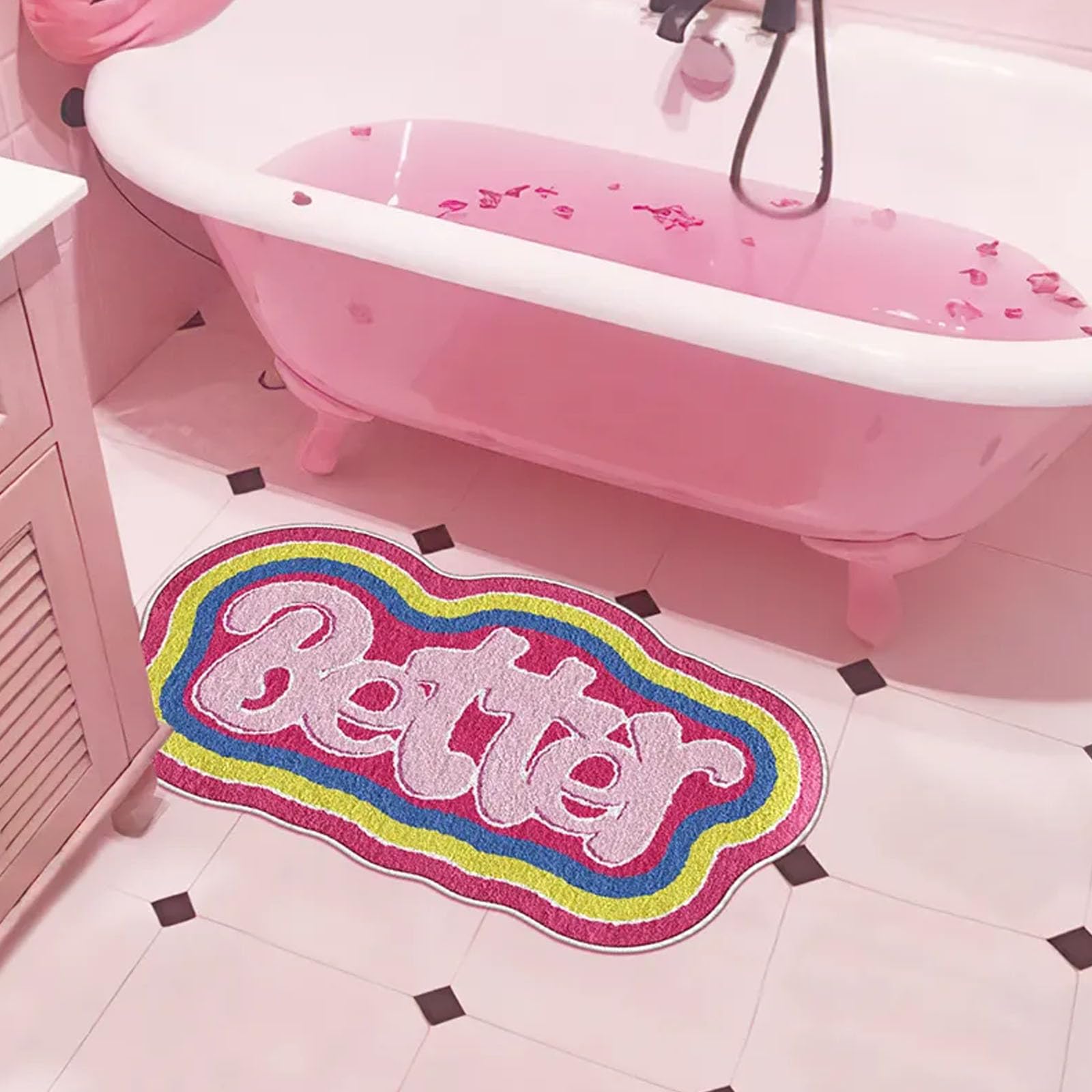 Tapis de bain arc-en-ciel 50x88 cm doux et absorbant pour égayer votre salle de bain