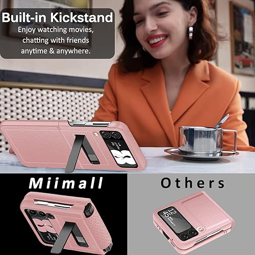 Miniatura 4 de Miimall Funda compatible con Samsung Galaxy Z Flip 3 con protector de pantalla, protección de bisagra y soporte magnético, funda ultradelgada de