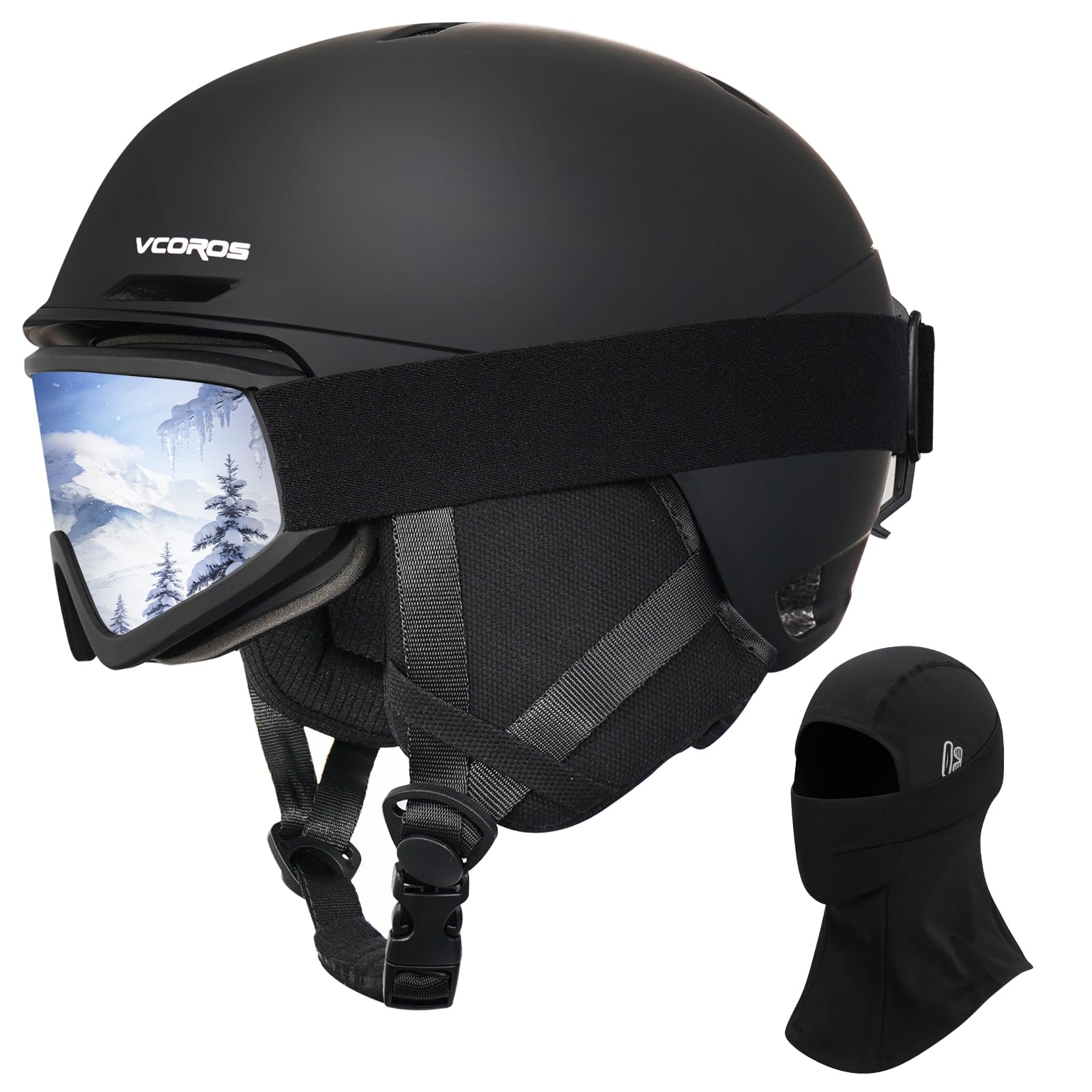 VCOROS Adult Ski Helmet with OTG Goggles Set, Lightweight DXH-815 Snow Sport Helmet for Men and Women, Durable ABS+PC Shell, Shockproof/Windproof