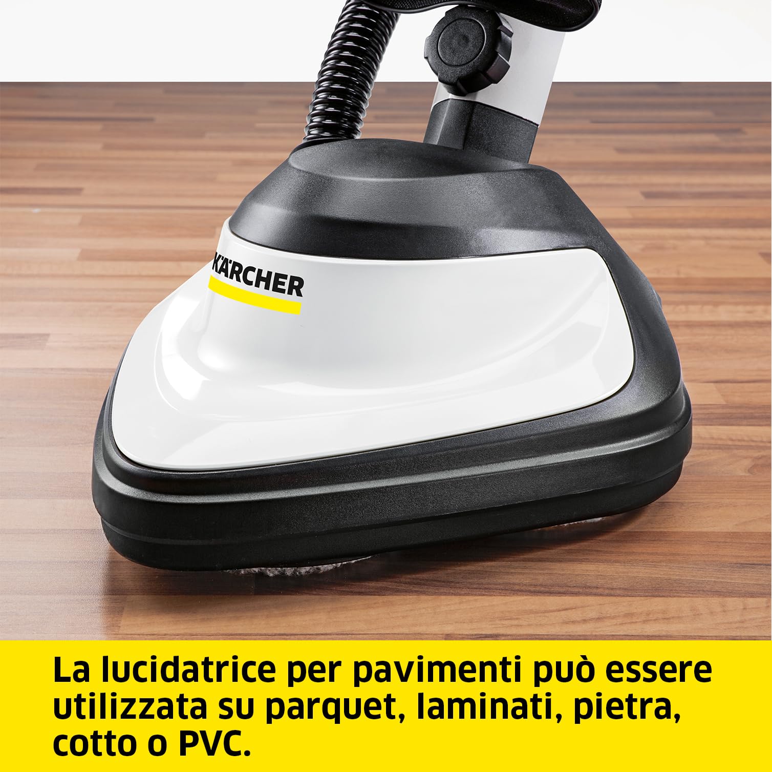 Kärcher FP 303 Lucidatrice VERSIONE BIANCA - Capacità Sacchetto Filtro 4 l, Velocità 1000 Giri/Min, Ampiezza di Lavoro 290 mm - 3 Pad Lucidatura, Sacchetto Filtro in Carta, Cavo da 7 m