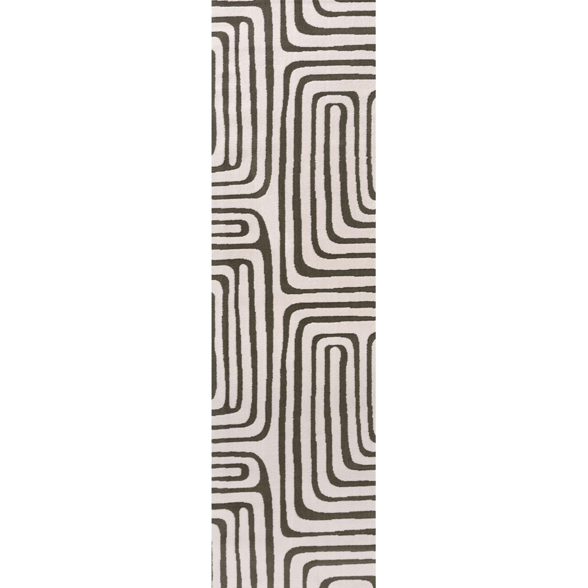 THE RUGS Living Room Rug, Loft Collection – Modern Textured 14mm Soft Pile Area Carpet, Non-Shedding & Easy Care [ Geometric Green, 80x300 cm]