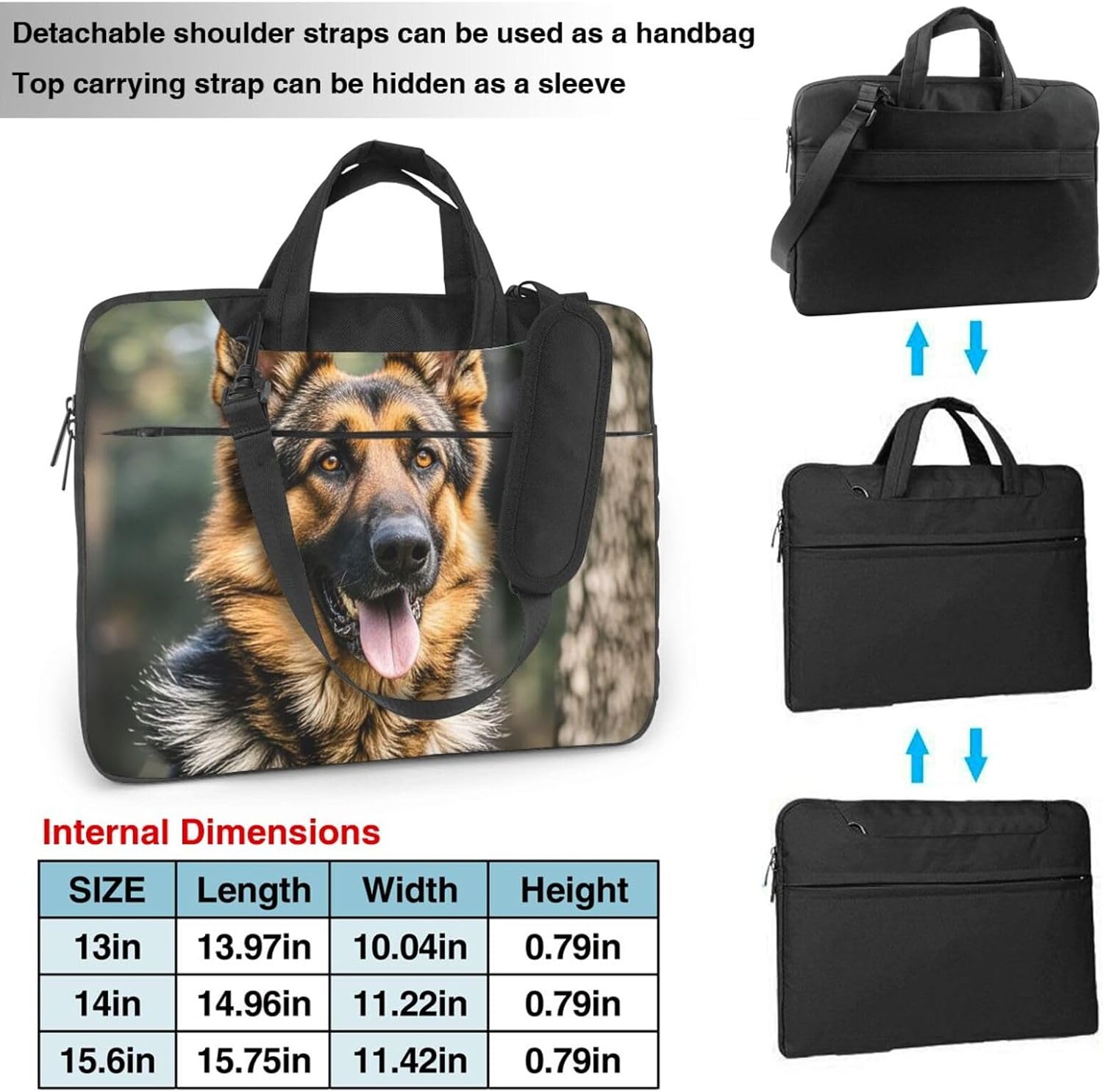 German shepherd Laptop Bag, Computer Briefcase Gifts for Men Women, 360 Protective Laptop Shoulder Bag image 4
