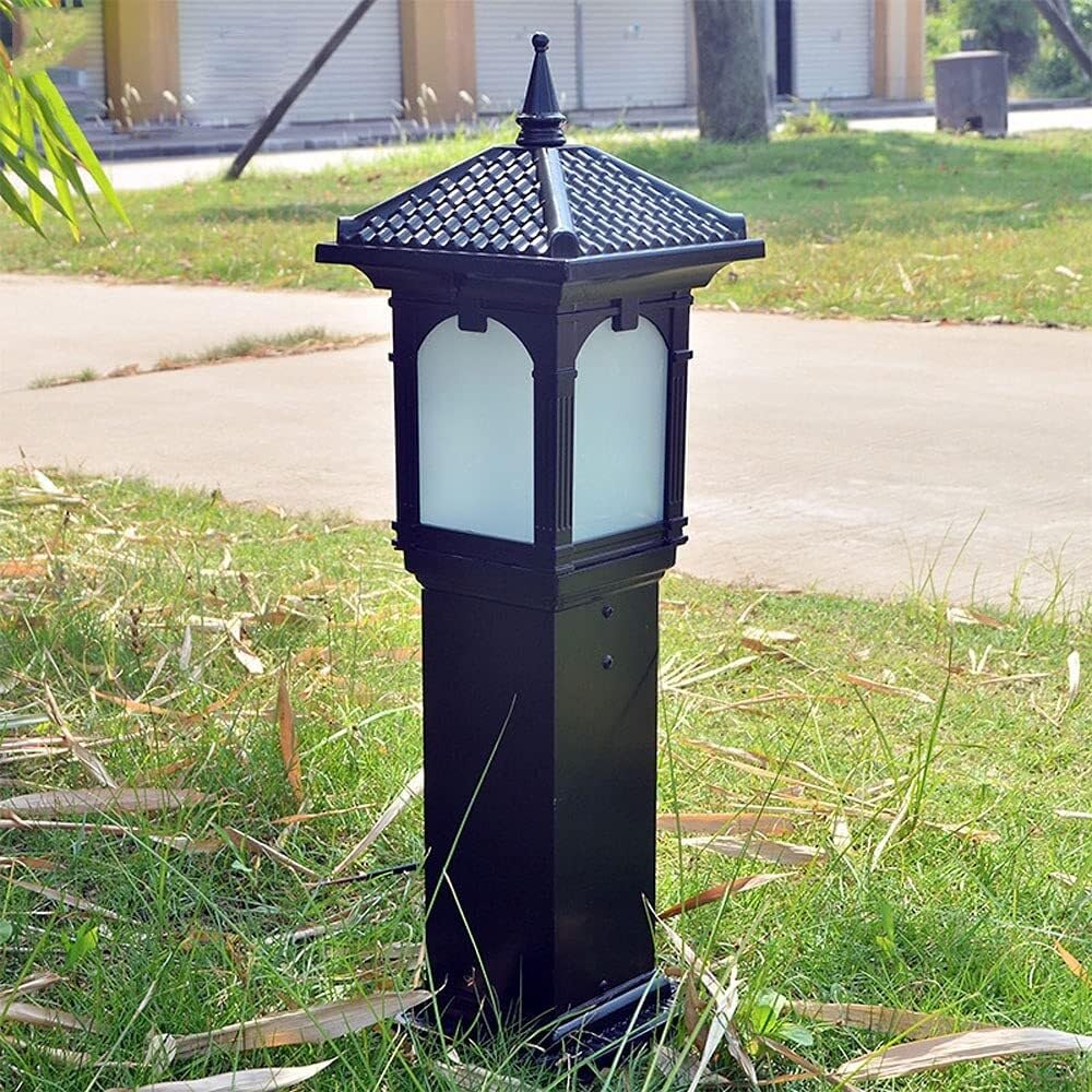 QUSYZD Waterproof Pillar Pole Light Vintage Pedestal Post Lantern, Ip54 Garden Landscape Lawn Lamps, E27 Villa Courtyard Patio Bollard Lights, Streetlight Garden Doorpost Light,