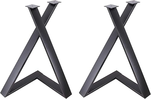 Patas de mesa de comedor de 28 pulgadas, patas de acero en forma de X, patas de mesa de oficina en forma de X, patas de escritorio de computadora,