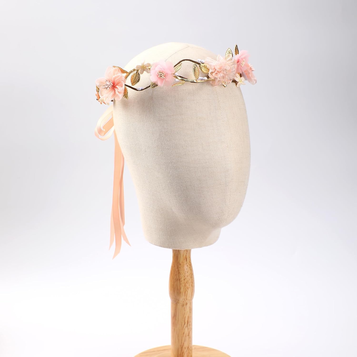 Pink Flower Crown Headband - Floral Headband for Women Floral Girl Headpiece Fairy Flower Renaissance Hair Accessory for Girls Women Birthday Wedding Party Photo Props - Image 8