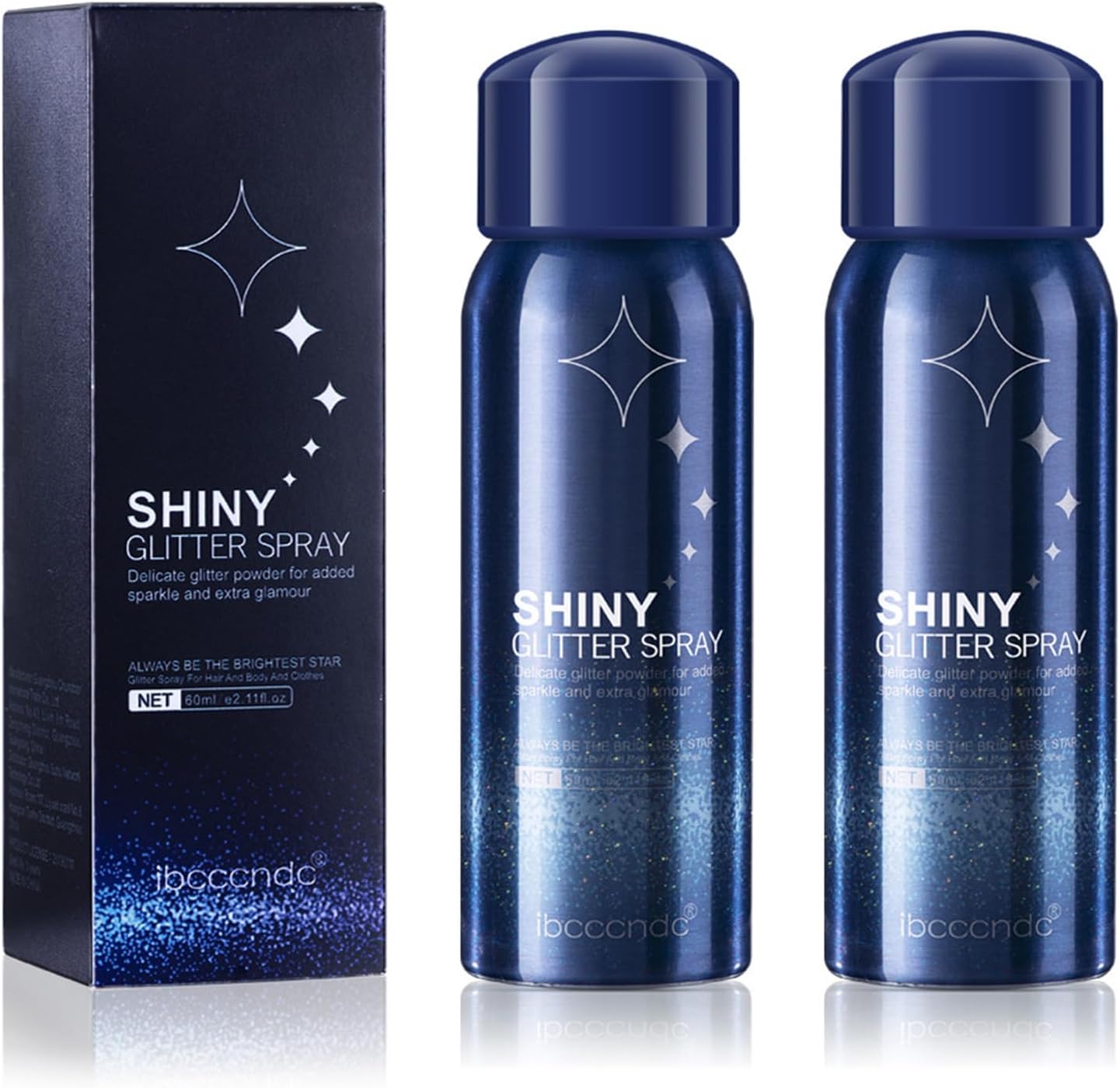 RoseFlower 2pcs Glitter Spray, Body Glitter Spray for Hair Face Skin, Fabric Glitter Spray for