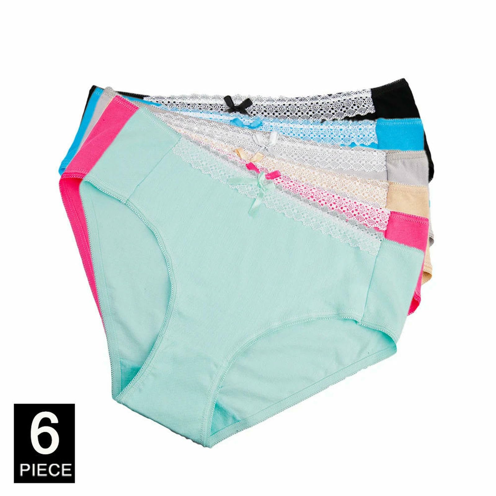 Mutande Donna Cotone Mutandine da in Taglie Forti con Stampa A Vita Alta Slip Intimo Floreale 6 Pezzi Set-9162-xxxl-6