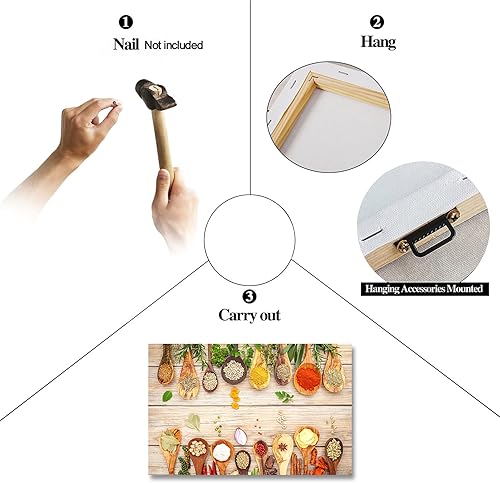 Vista 370 de Arte de decoración de pared para comedor, cocina, cocina, comedor, especias, verduras, cocina, comedor, decoración de pared, pintura artística