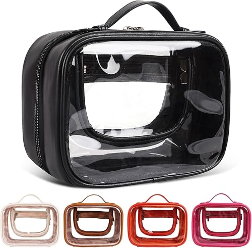 XSUIOY Neceser transparente, bolsa organizadora de maquillaje, bolsas de cosméticos de viaje de gran capacidad con asas, estuche impermeable para