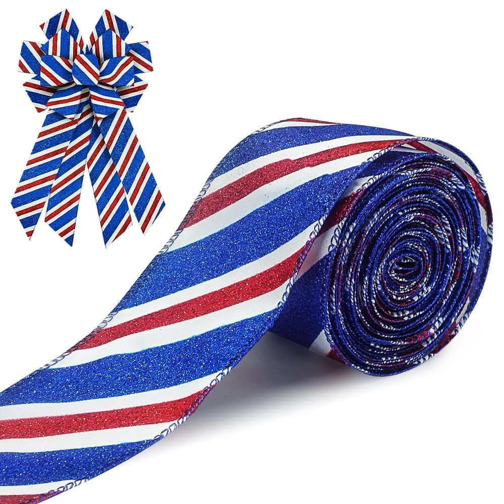 Rubans bleus pailletés pour paquets cadeaux mémorables du Jour de l'Indépendance