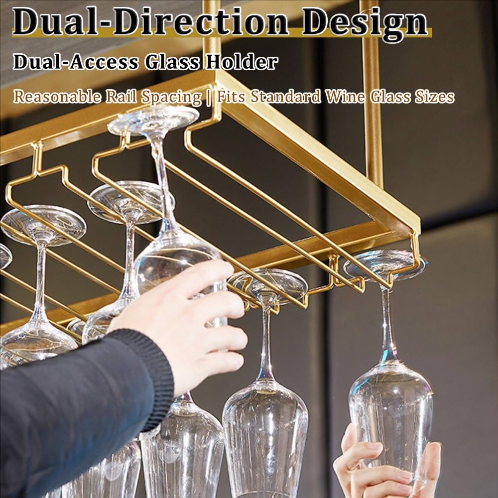 Soporte colgante de metal para copas de vino de altura ajustable, estante de techo de estilo industrial para bar, escritorio o club, organizador de copas de vino seguro y moderno