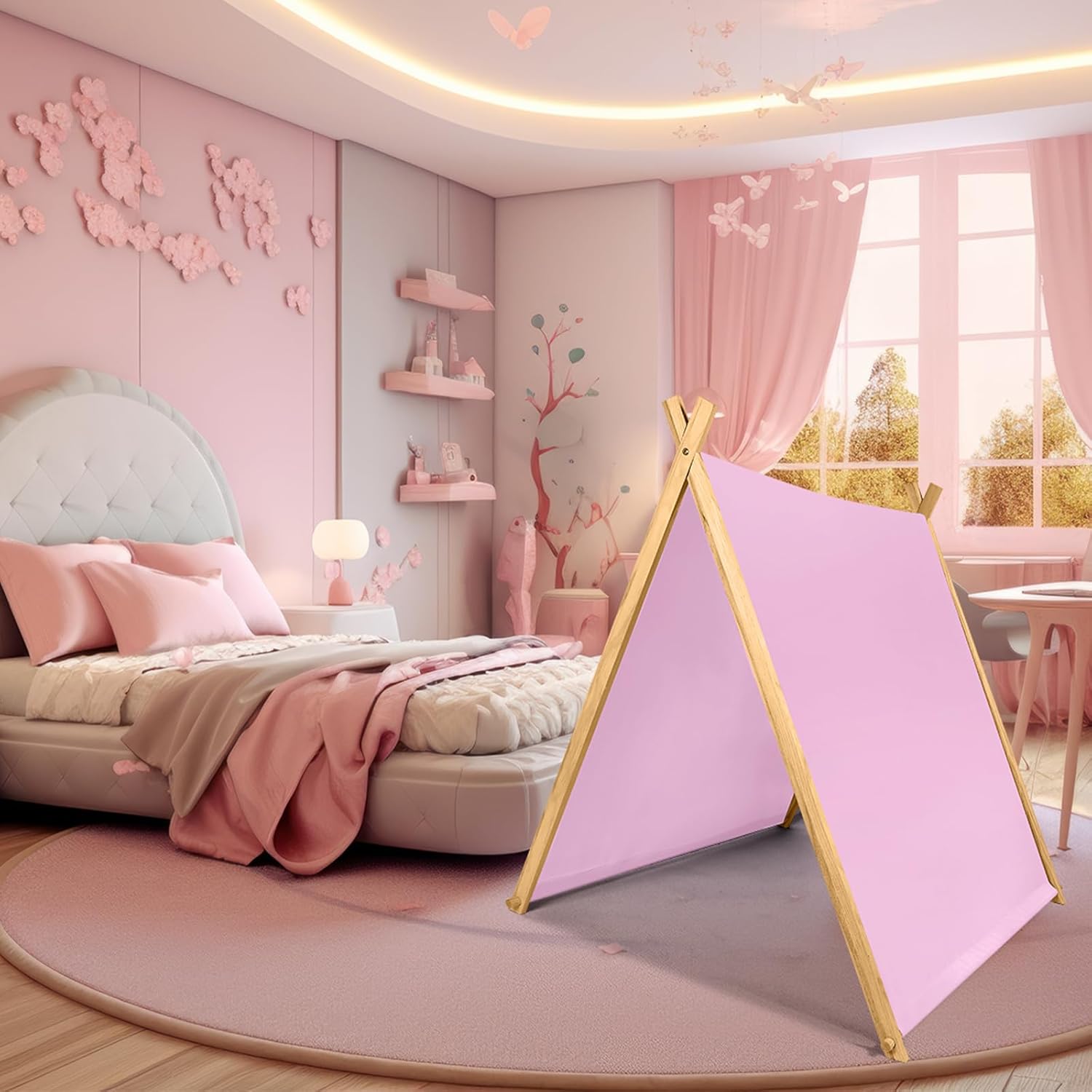 6 Pack Teepee Tents Bulk, Sleepover Play Tents Washable Foldable Teepee Shelter for Indoor Outdoor Slumber Pajama Party(Pink,Blue,Purple)