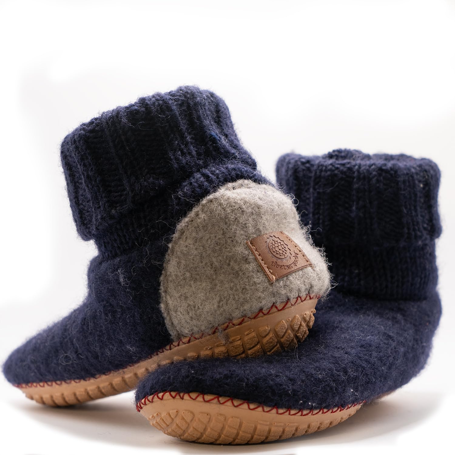 Tibetan Socks Pantuflas de fieltro de lana hechas a mano con espuma viscoelástica y suela de goma