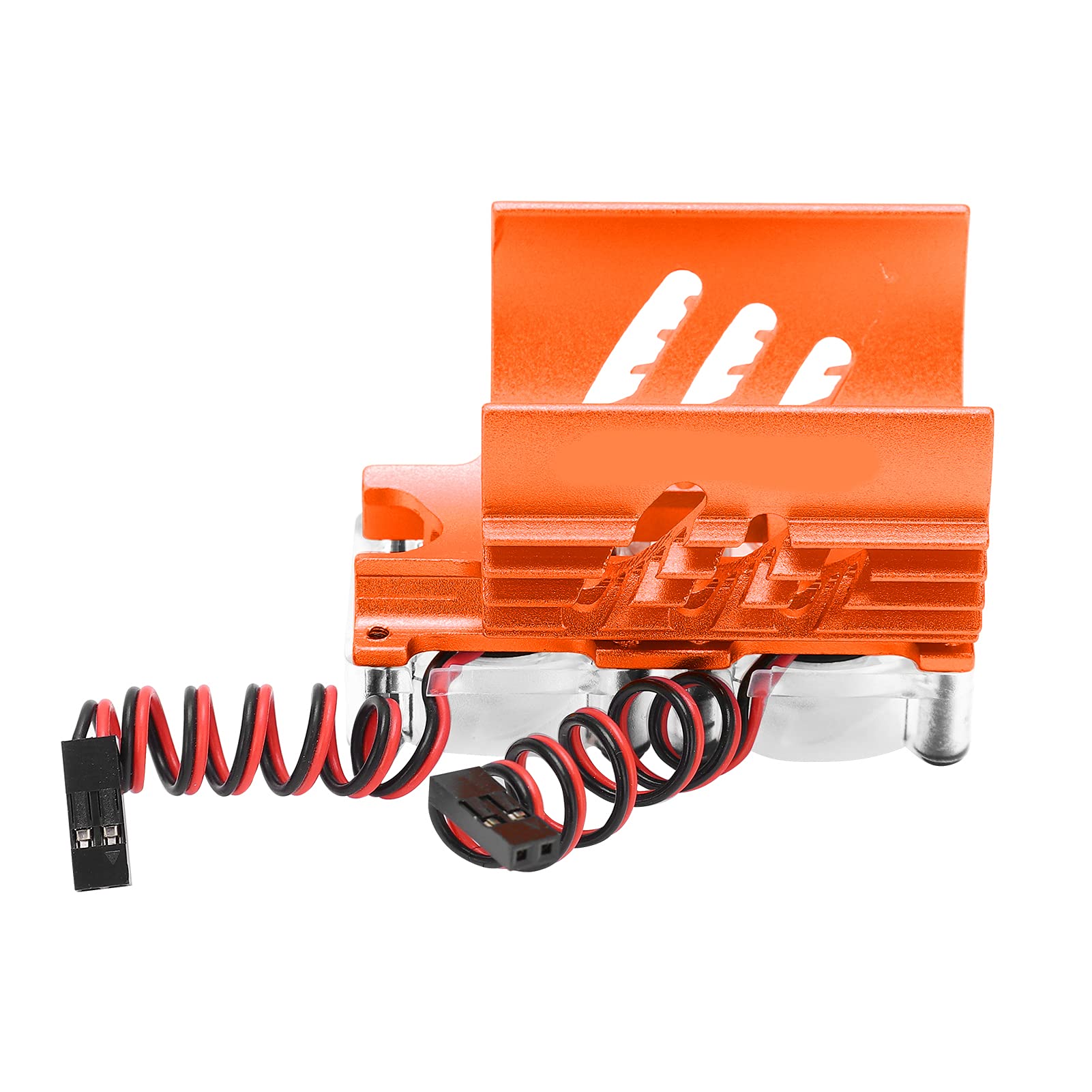 Dissipatore di calore per motore con doppia ventola, radiatore di raffreddamento per motore a doppia ventola, radiatore in alluminio da 40–42 mm con due ventole da 30 mm per auto (Arancia)