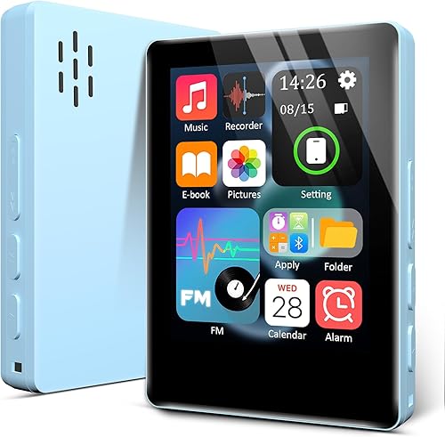 Reproductor MP3 Bluetooth de 32 GB con pantalla táctil de 2.4 pulgadas, no necesita Internet, para niños y adultos, ideal para viajes,