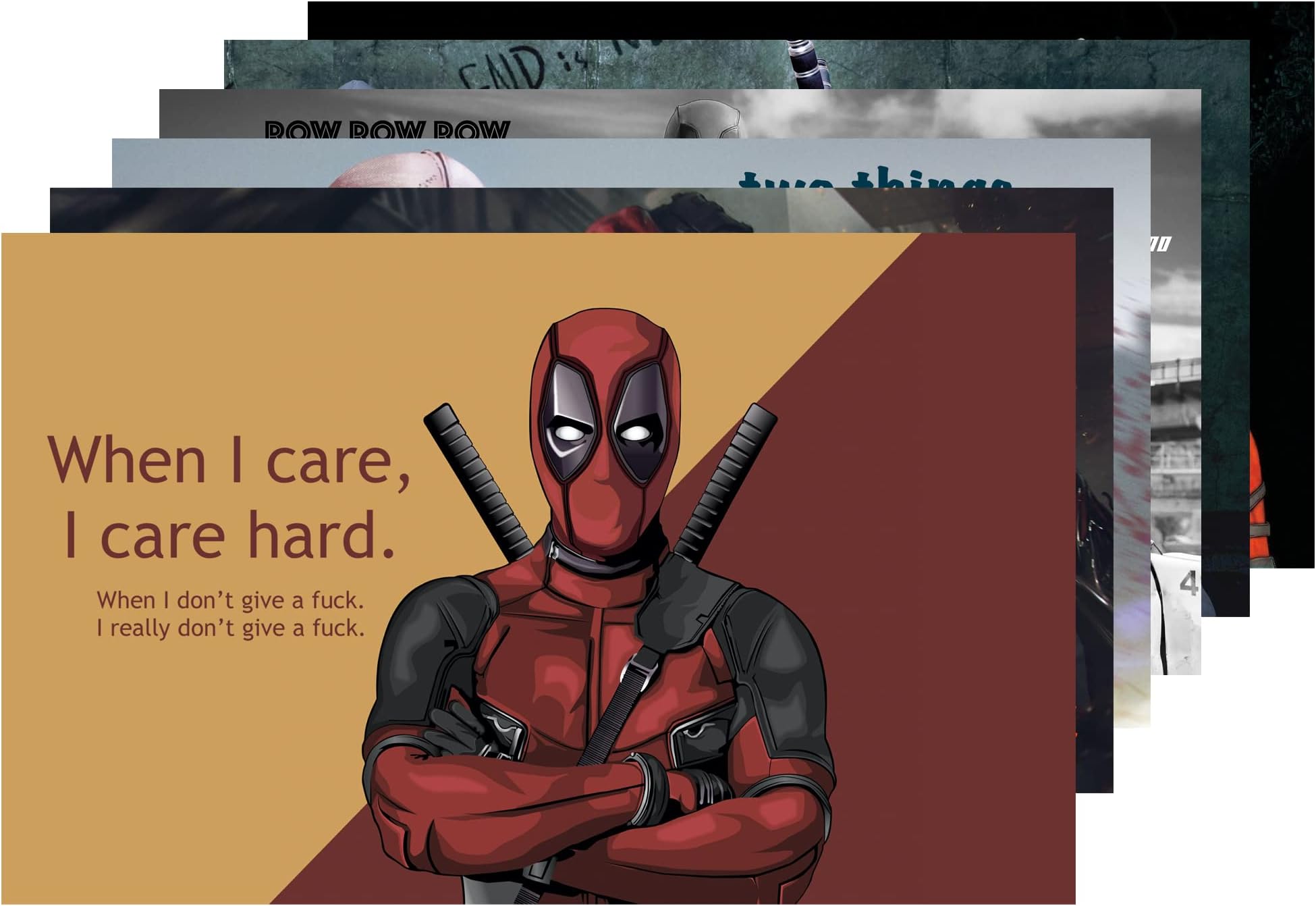 MEERA, Deadpool booty Posters with quotes, (Set of 6 matted laminate posters) with Dimensions 12*18 inches.