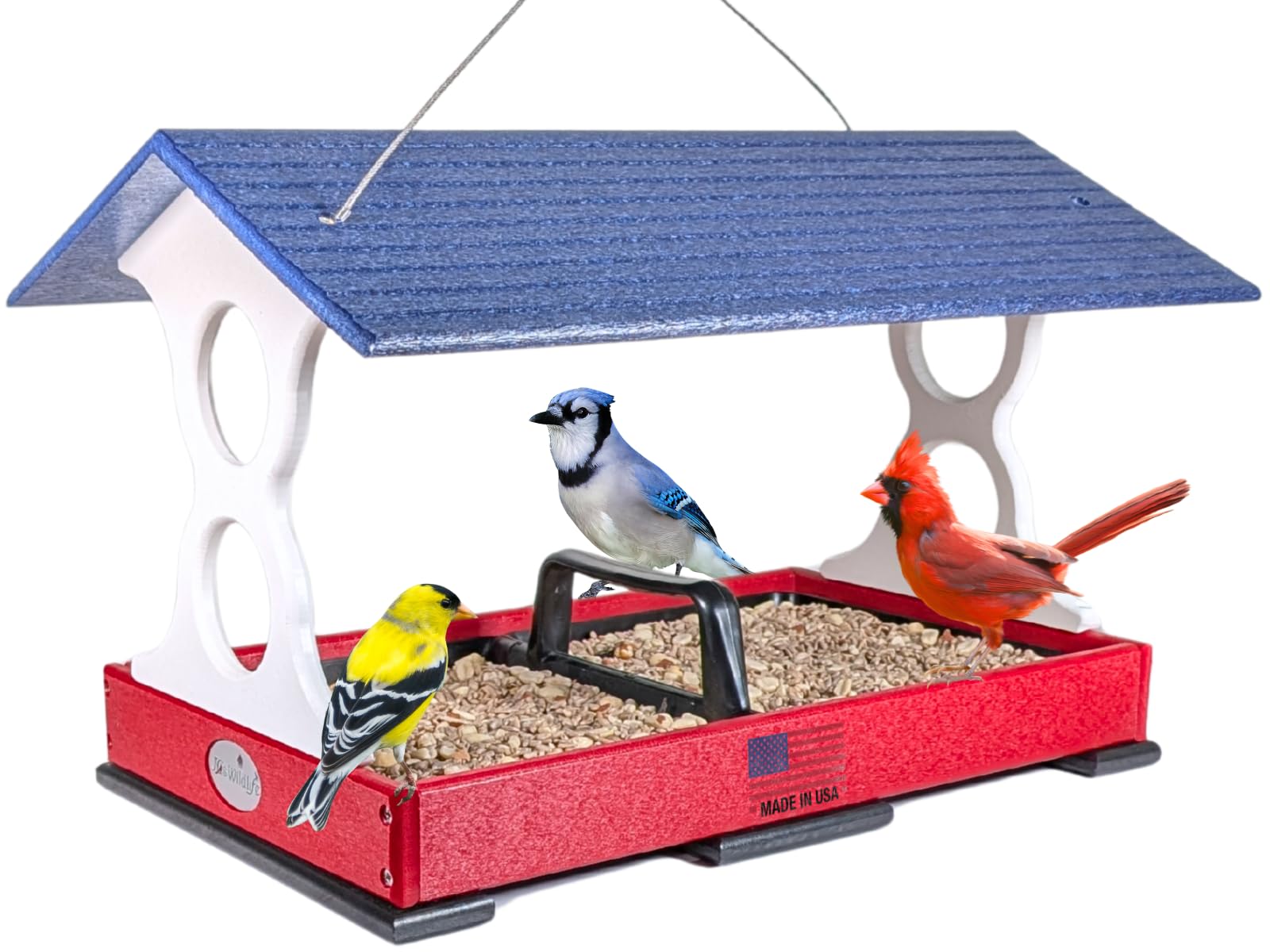 JCs Wildlife Patriotic Large Fly Thru Bird Feeder