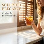 DEAYOU 6 Ensemble de verres à boire, 11oz/325ml Coupe en verre d'eau de thé à rayures claires, verres de roche empilables, gobelet en verre trempé épais avec base lourde pour le jus, lait, cocktail, Esprits, usage quotidien