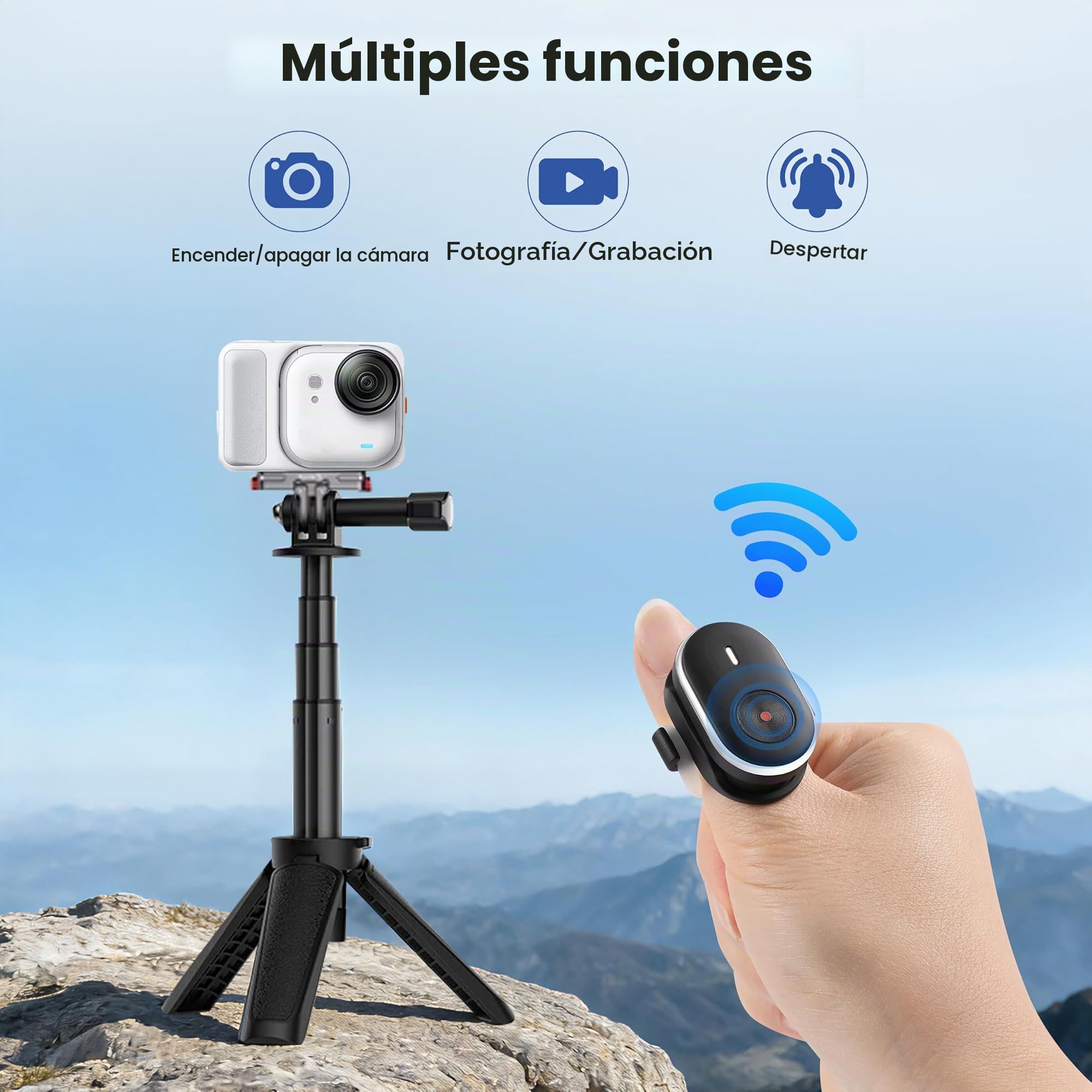 Anillo Remoto para insta360 GO Ultra / X5 / / X4 / X3 / Ace Pro 2 Mini Control para Gopro Hero 13 12 11 Max 2 para DJI Osmo Acción 6 5 4 Nano 360 Accesorios Teléfono Remoto inalámbrico