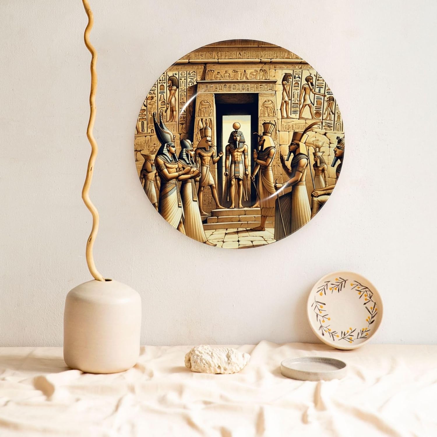 Egyptian-Gods-Pharaohs 10 Inch Decorative Plate With Stand, Elegant Display Wall Plate For Home Decor