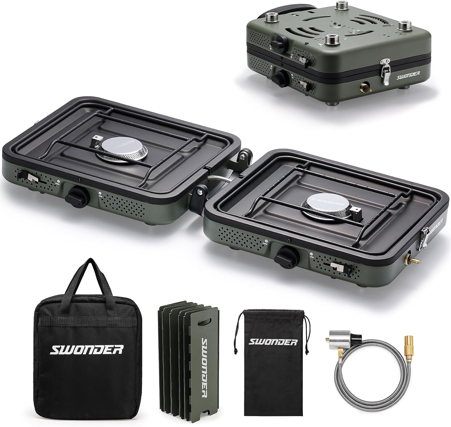 Swonder 2-Burner Portable Propane Camping Stove with Windscreen – 17,500 BTU Swonder 2-Burner Portable Propane Camping Stove with Windscreen – 17,500 BTU