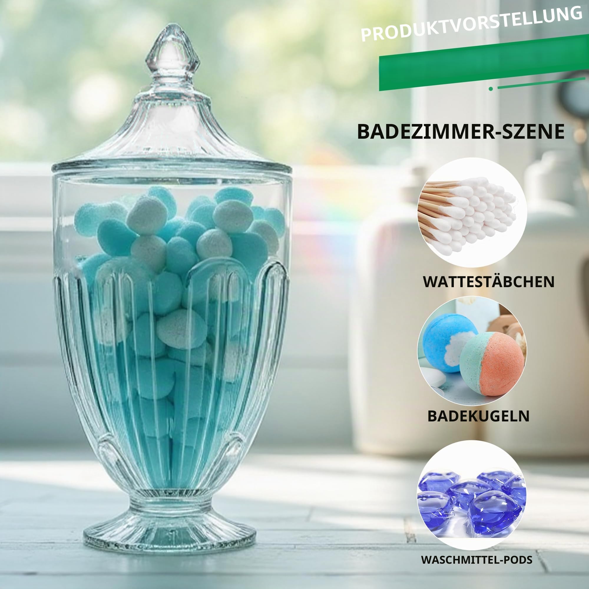ZEERSHEE Dekorative Süßigkeitengläser aus Glas, Transparent bonboniere mit Deckel，für Süßigkeiten, Buffet, Hochzeitsdekoration, Badezimmer, Aufbewahrungstisch, Mittelstück
