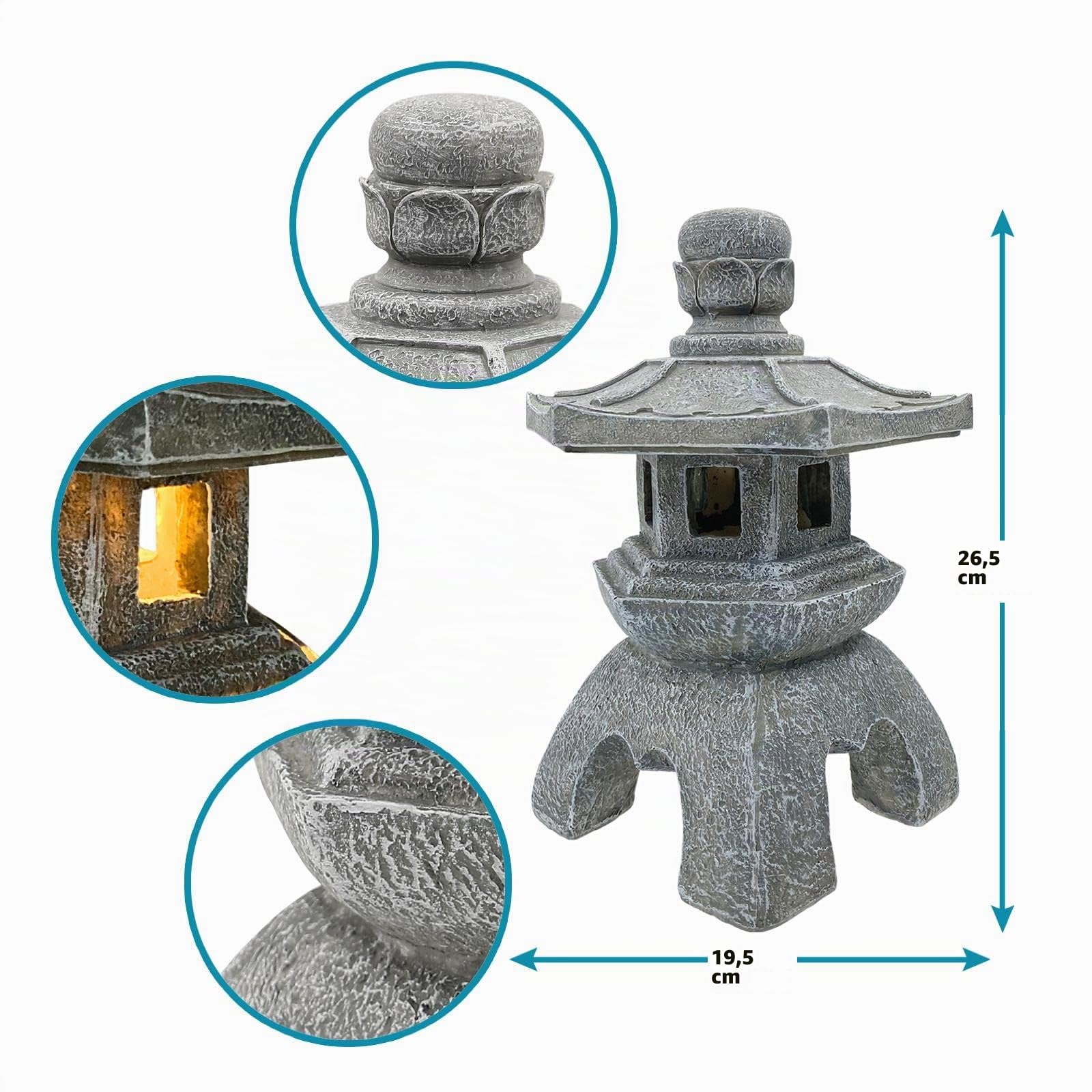 Yeomoo Decorazione a pagoda solare per esterni, lanterna solare da giardino, decorazione giapponese per soggiorno, balcone, terrazza, regalo per donne, mamma, impermeabile, lampada solare da giardino