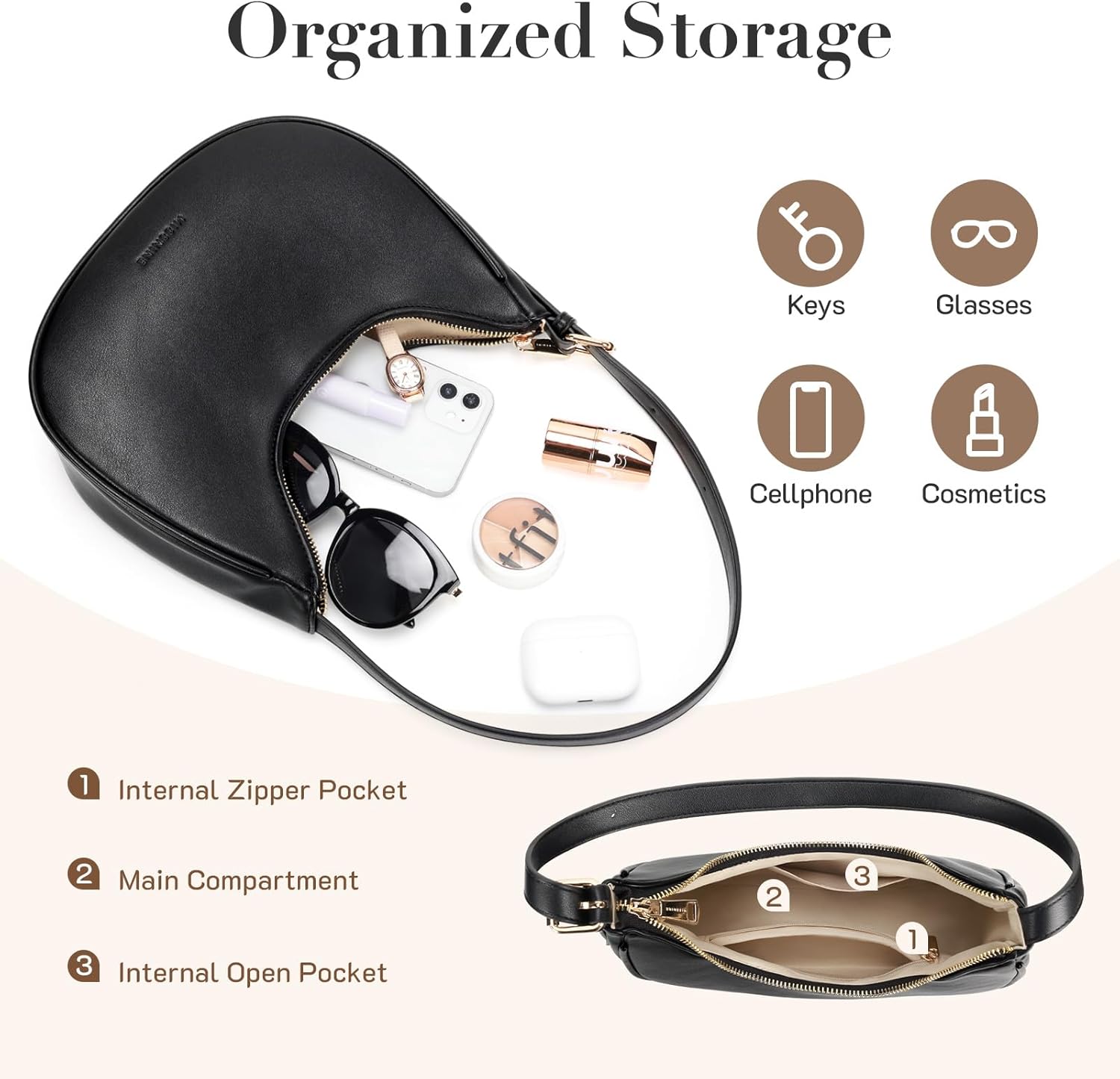 Missnine Purses for Women, Shoulder Bag Small Handbags Vegan Leather Underarm Bags Trendy Hobo Cute Clutch Purse - Image 4