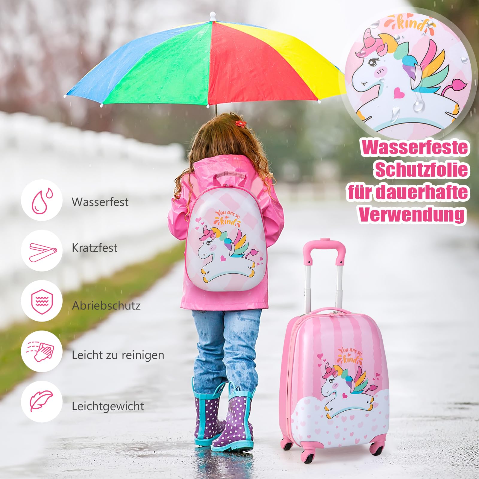 GOPLUS 2 TLG. Maleta Infantil con Mochila para niños, maletín de Viaje para niños Trolly Equipaje
