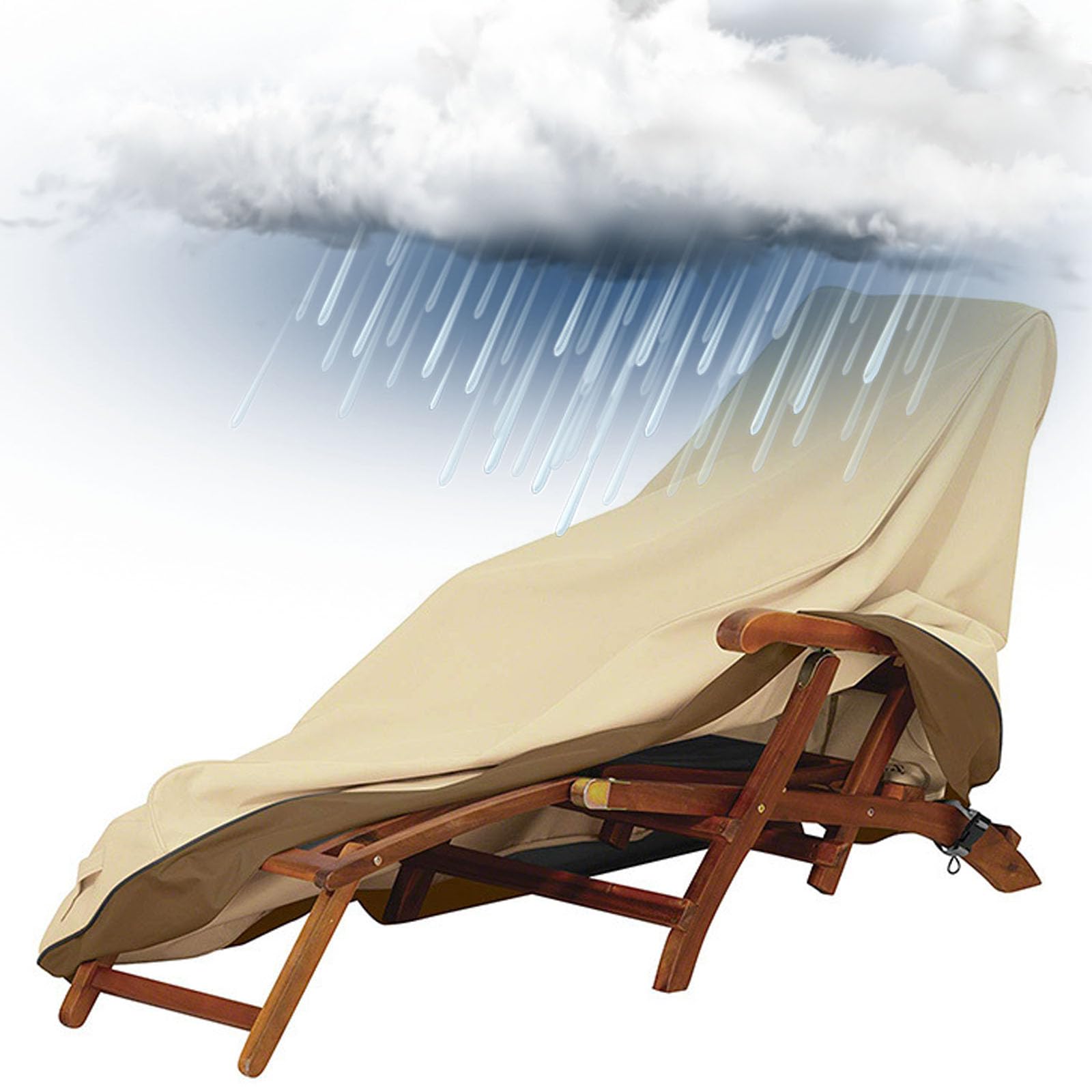 Garden Lounger Cover,Tear-Resistant Oxford Protective Garden Sunbed Cover,Waterproof Windproof UV Outdoor Rattan Sun Lounger Protection Covers (Size:168x71x70cm,Color:Coffee Brown-190T Polyester)