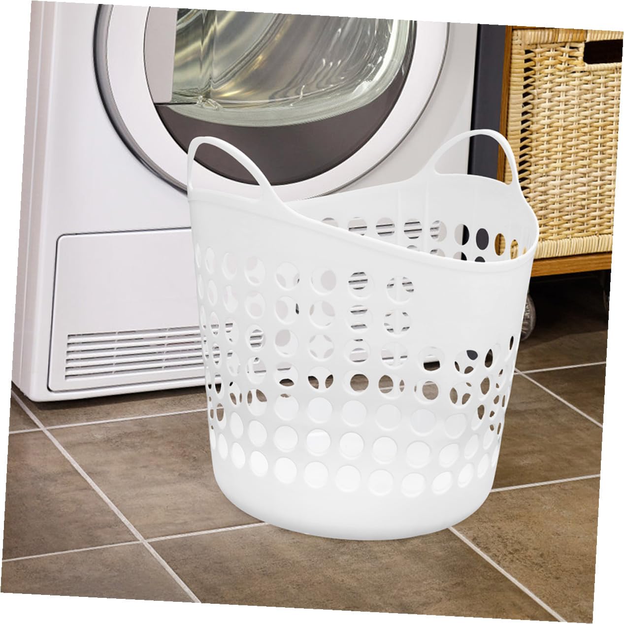 Cesto Portabiancheria Sporca Rotondo 40l Bianco in Pe