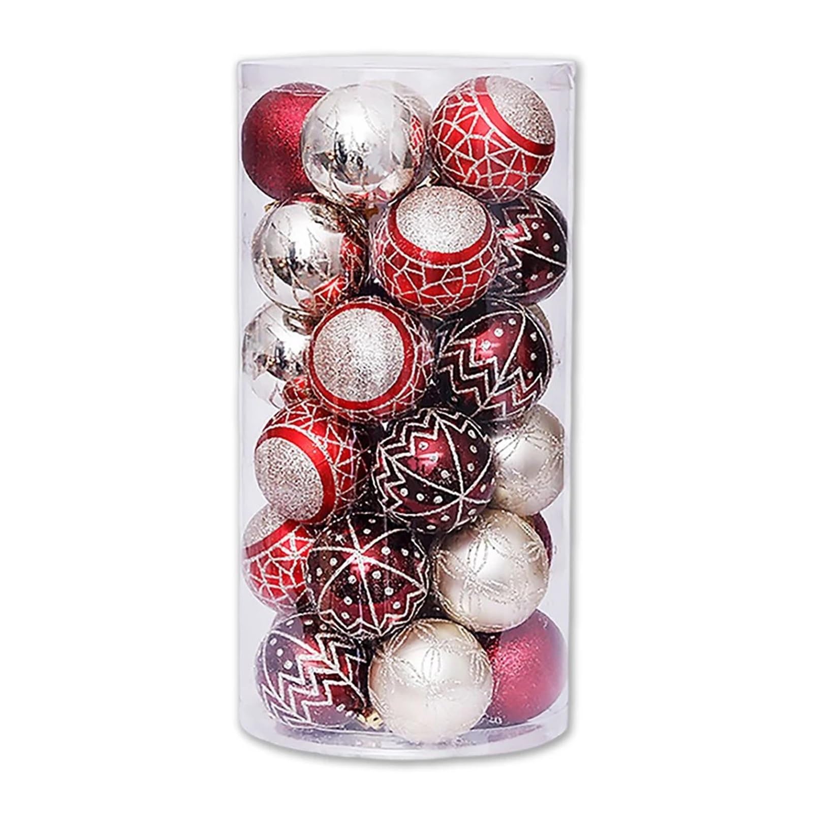 Bolas de Navidad Decoracion 30 Bolas Navideñas De Plástico Colores, 6 Cm, For Colgar, Decorar El Hogar, Árbol Y Las Fiestas(Red Gold)