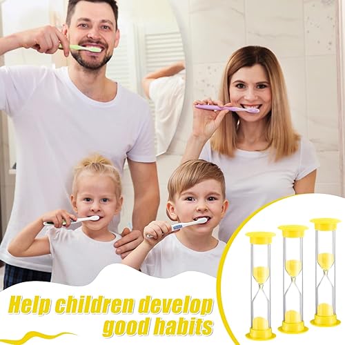 Miniatura 4 de Geelin Temporizador de arena de 3 minutos para niños, temporizador de 3 minutos para aula, reloj de reloj de arena cubierto de acrílico, cepillo de
