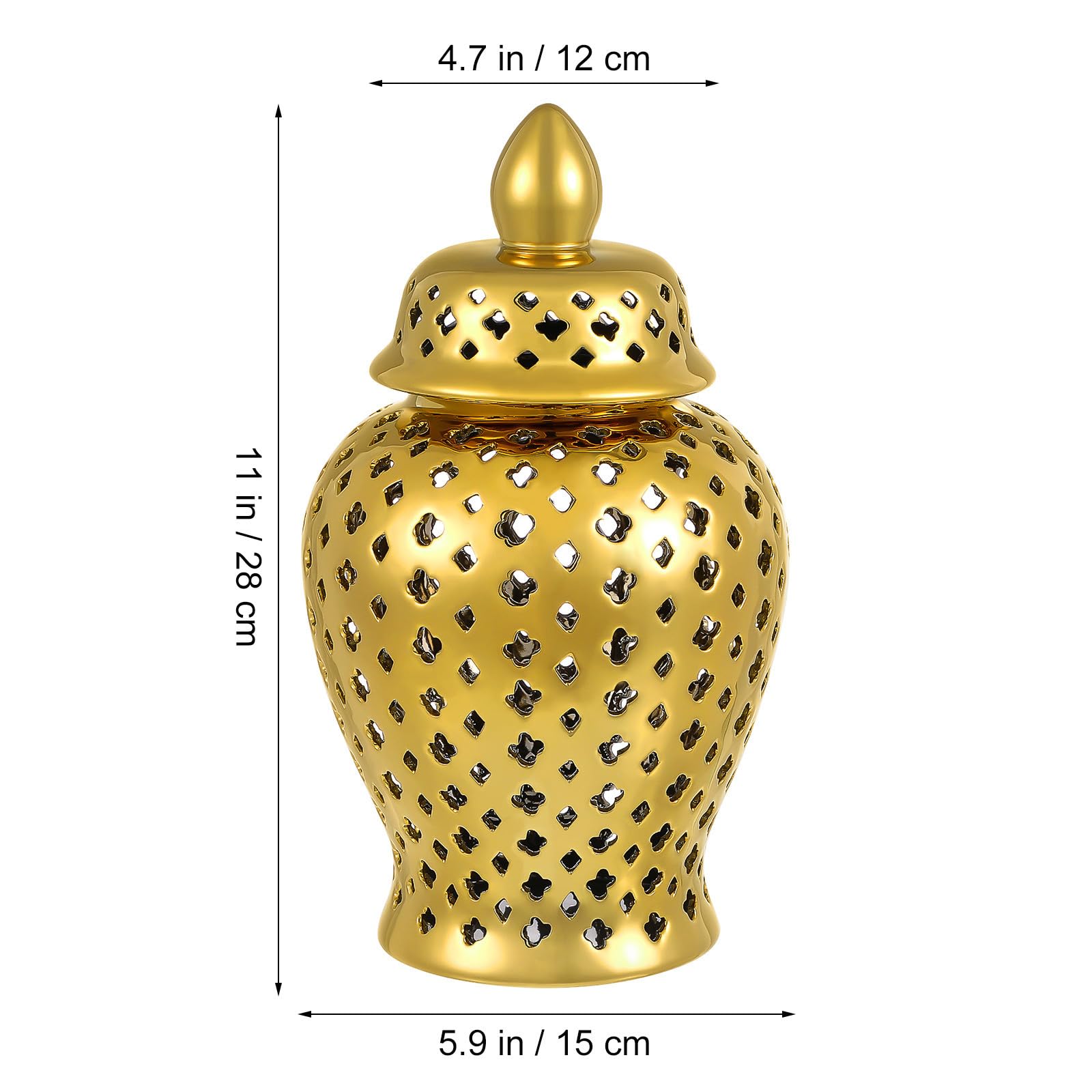 Vaso per Fiori in Ceramica Dorata Traforata per Casa e Tavolo | Adatto a Fiori di Seta e Artificiali, Leggero e Facile da Portare, Stile Romantico per Feste e Capodanno