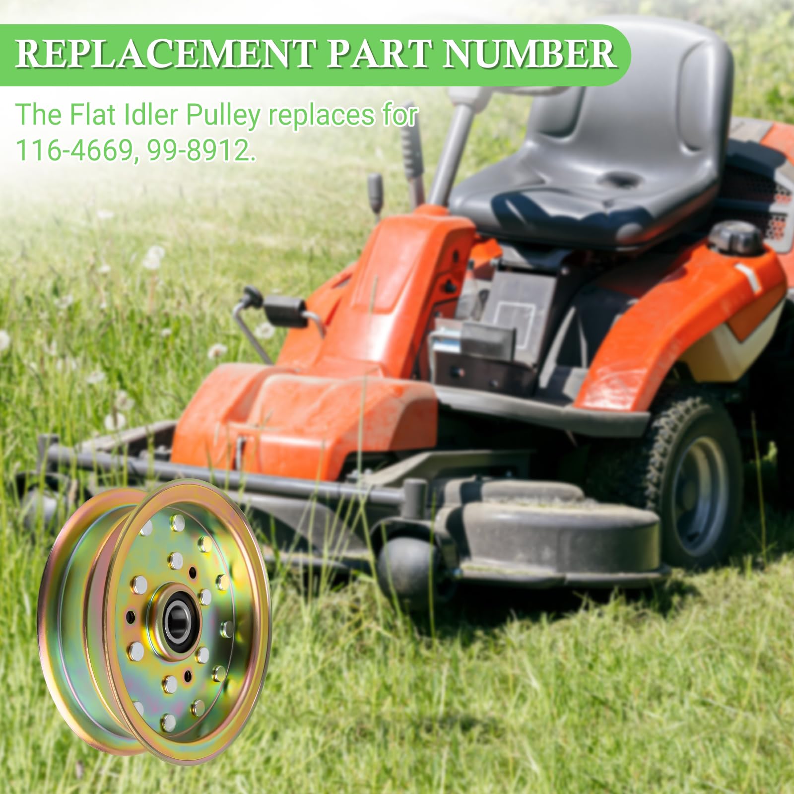 116-4669 - Polea tensora plana para cortacésped compatible con Ex mark Lazer Z HP Mowe, polea tensora plana 99-8912 compatible con Ex mark/To ro PNE651GKA48200, repuesto para 1-413099, 116-4666,