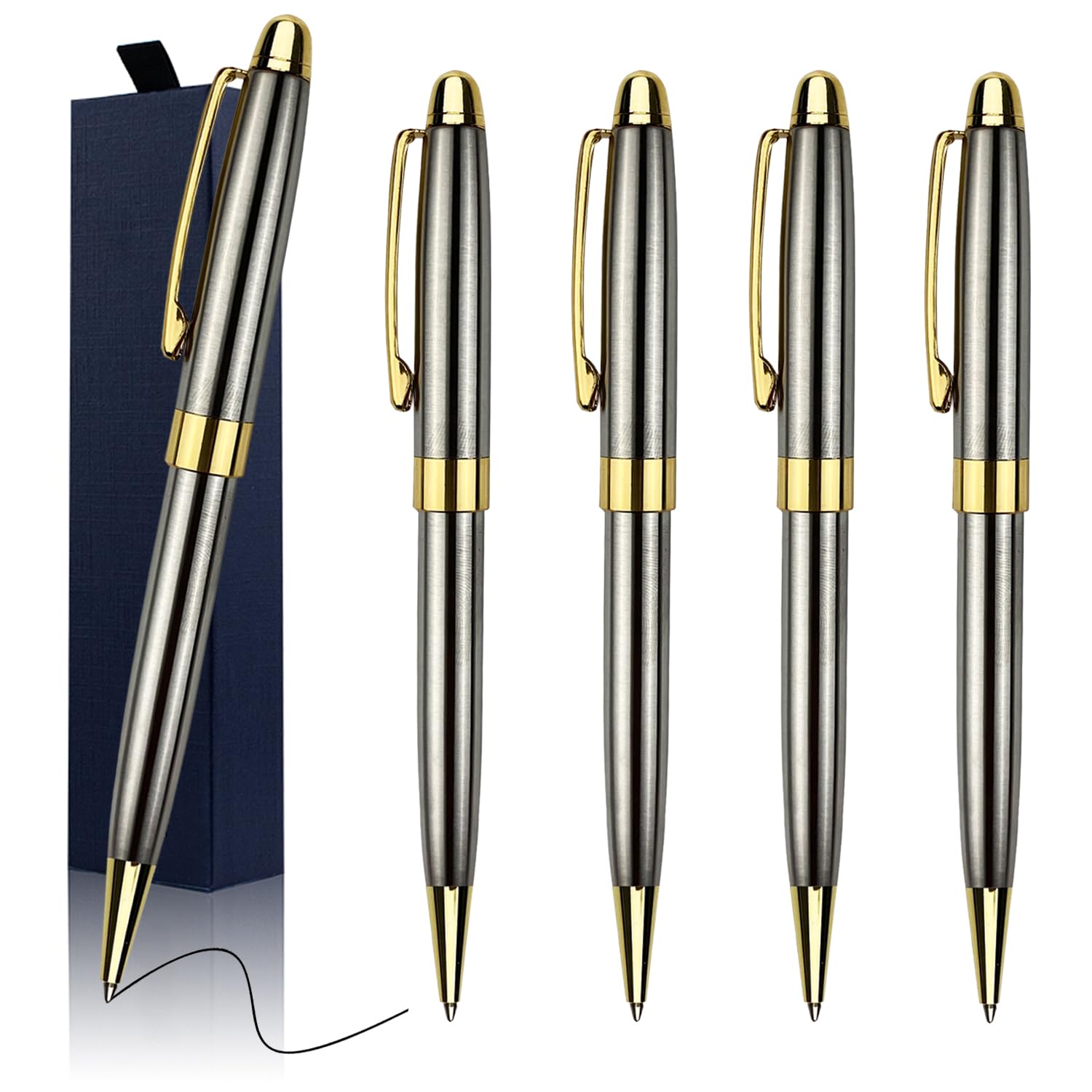 Personalised Executive Business Pens -Medium Point Black Ink with 10 Extras Replaceable Refills Custom with Your Name or Message, Perfect for Students/Teacher/Manager/Lawyer/Professor 5PCS/Pack — image 1