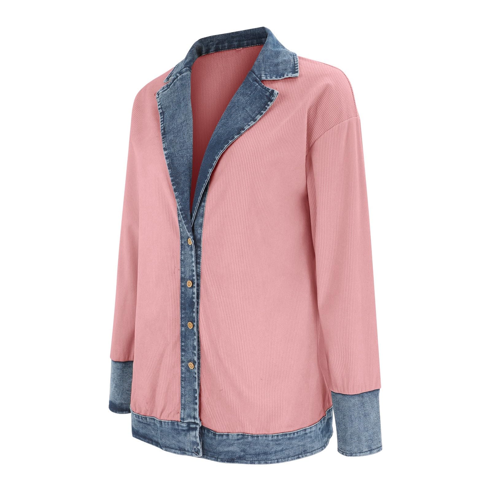 Chaqueta vaquera empalmada para mujer, casual, parte delantera