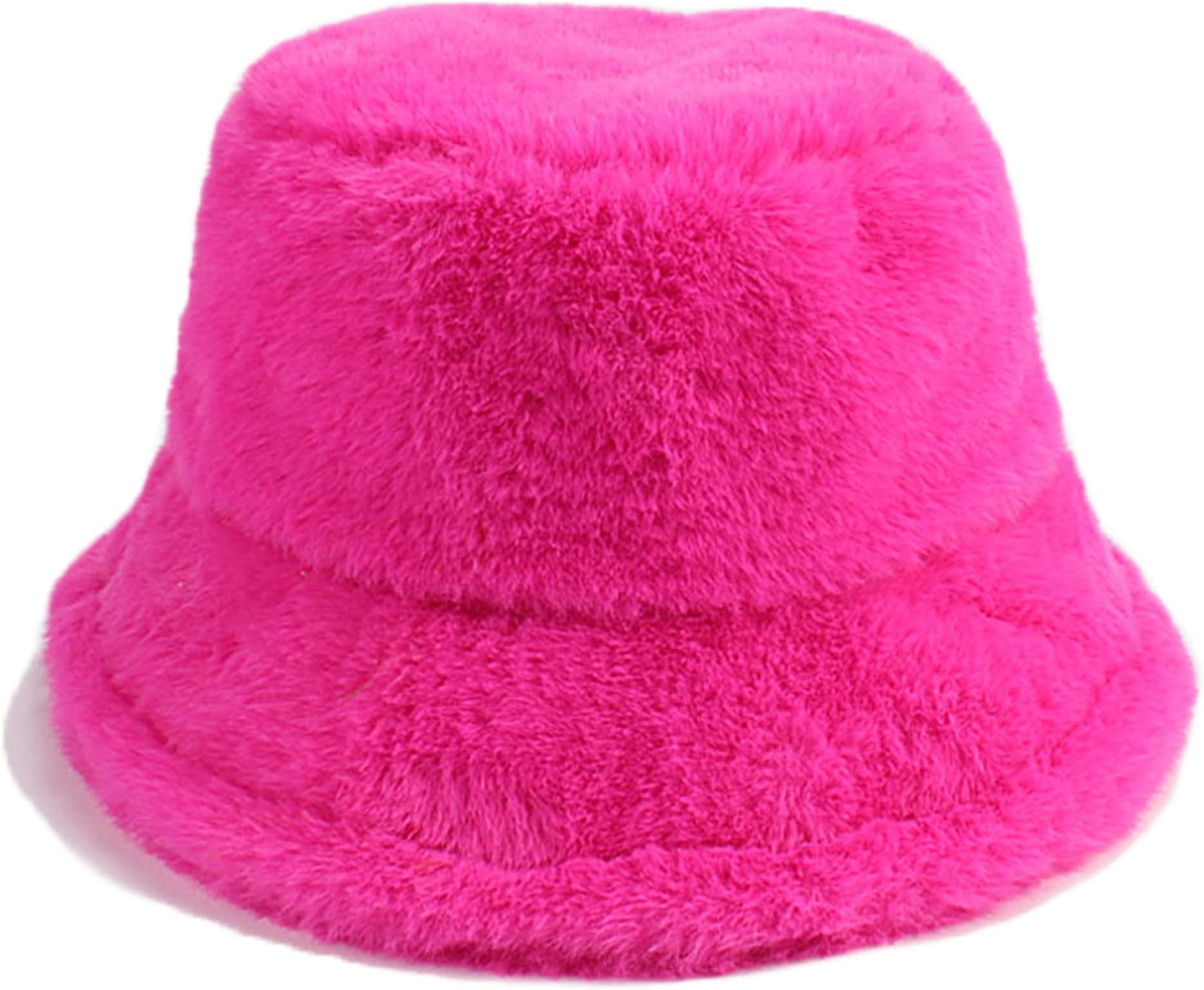 UmeeparWinter Faux Fur Bucket Hat Fluffy Warm Hat for Women Men (B Rose)