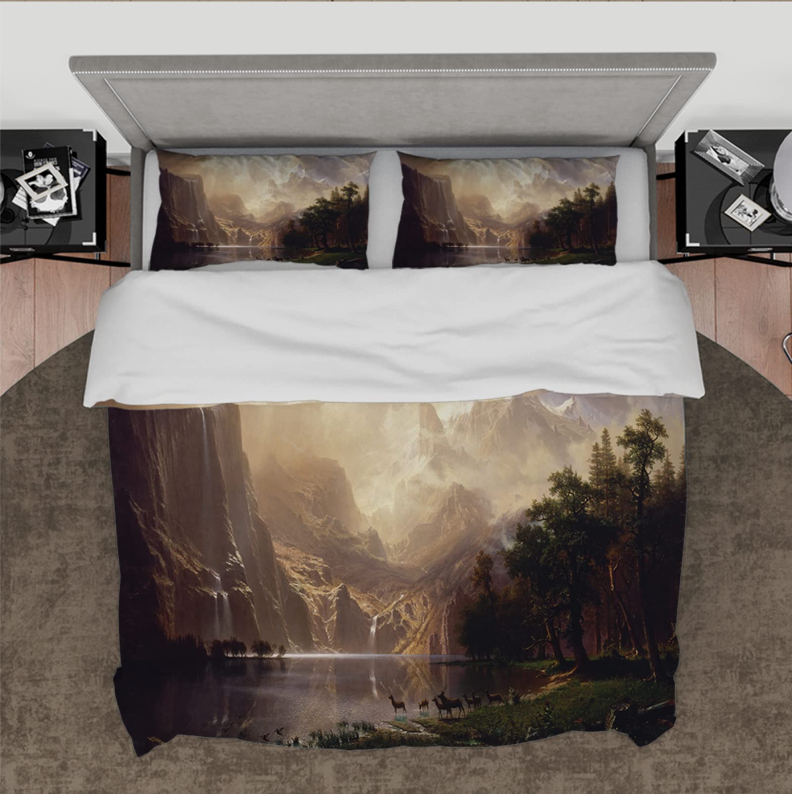Albert Bierstadt ultra miękki komplet pościeli, 2 poszewki na poduszkę, 1 poszewka na kołdrę, komfortowa, lekka pościel 140 x 200 cm